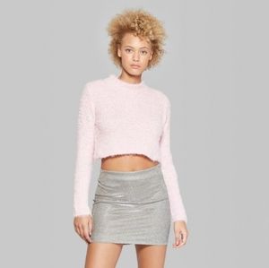 Wild Fable Fuzzy Cropped Mockneck Pullover Sweater Size Medium